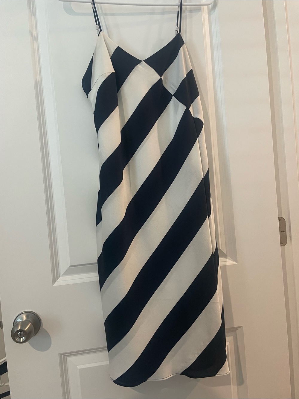 Banana republic Navy and White Diagonal Stripe Slip Dress
